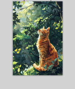 Sunlit Forest Cat Poster