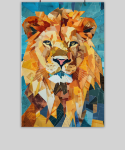 Geometric Lion Collage Poster